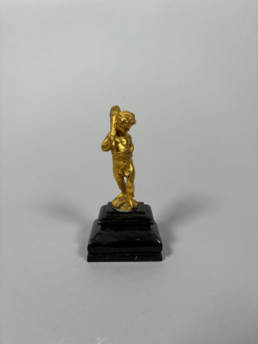 Sculpture, Hercule enfant XVIIeme siecle - 10.5 cm - Bronze doré-photo-2