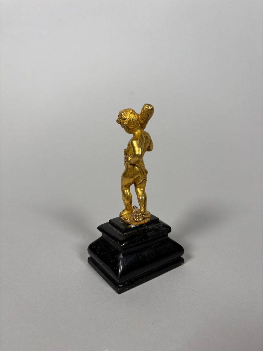 Sculpture, Hercule enfant XVIIeme siecle - 10.5 cm - Bronze doré-photo-3