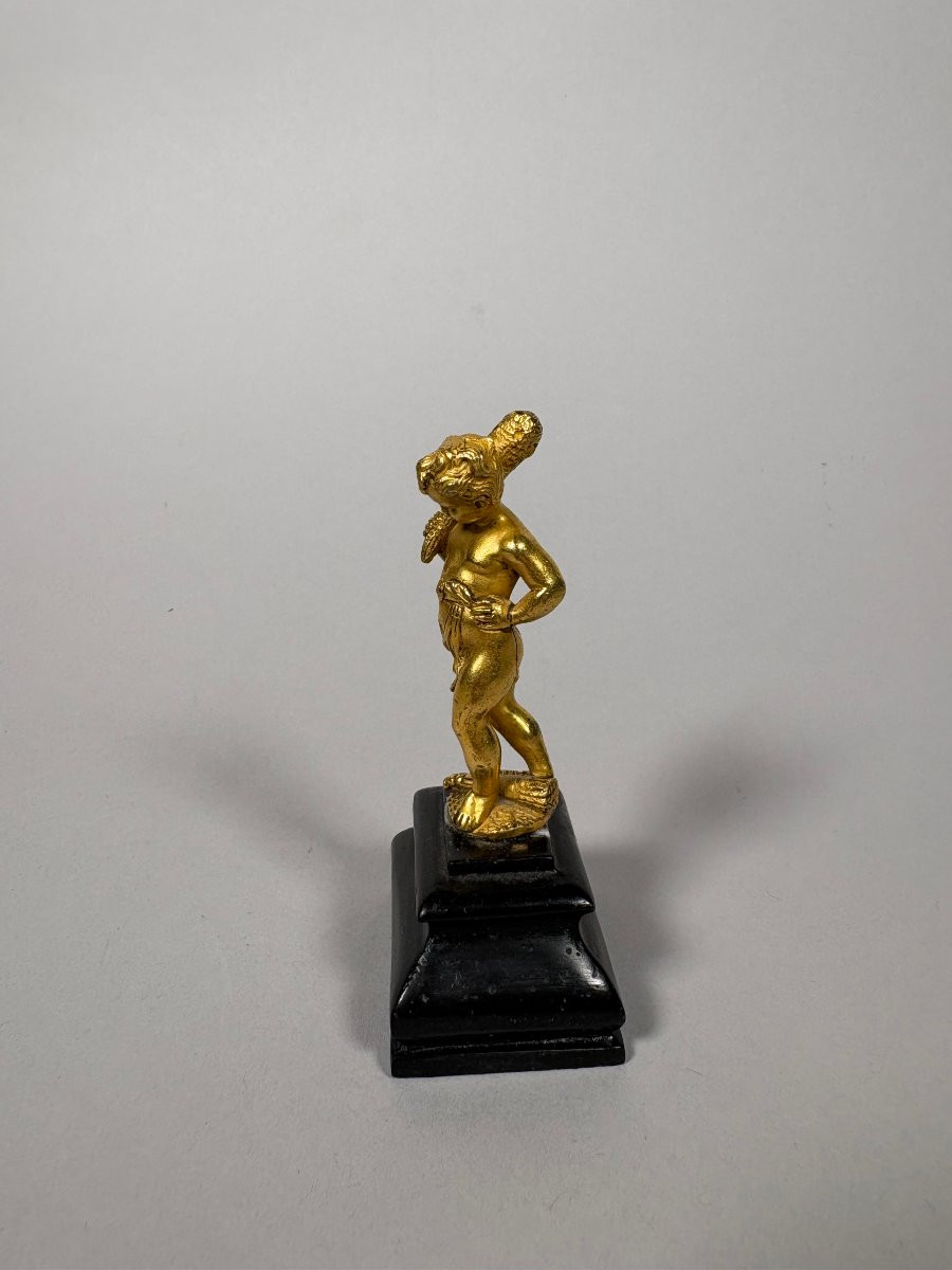 Sculpture, Hercule enfant XVIIeme siecle - 10.5 cm - Bronze doré-photo-4