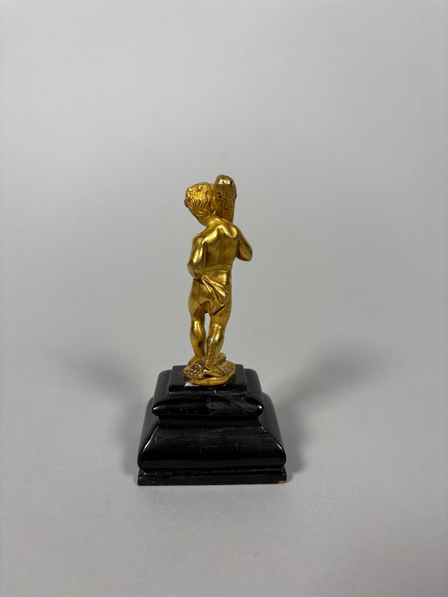 Sculpture, Hercule enfant XVIIeme siecle - 10.5 cm - Bronze doré-photo-2