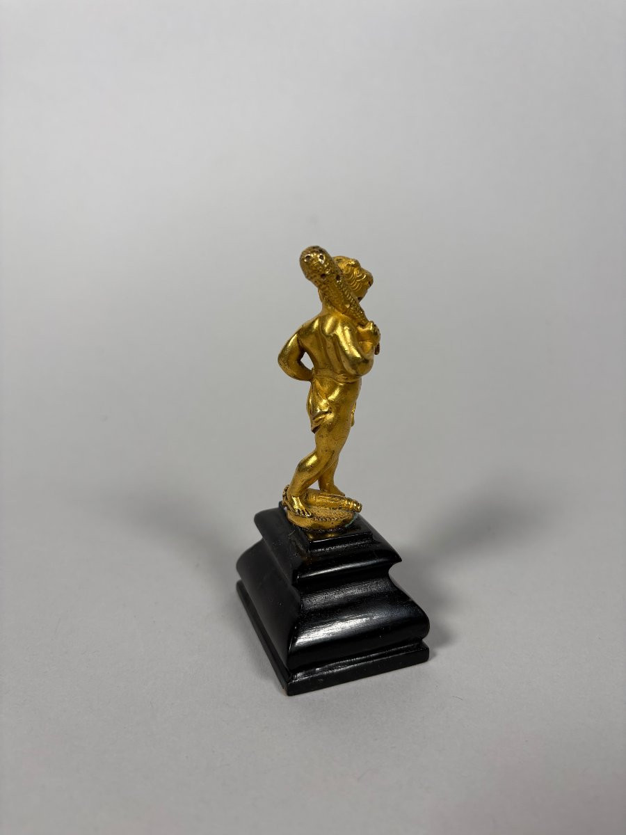 Sculpture, Hercule enfant XVIIeme siecle - 10.5 cm - Bronze doré-photo-3