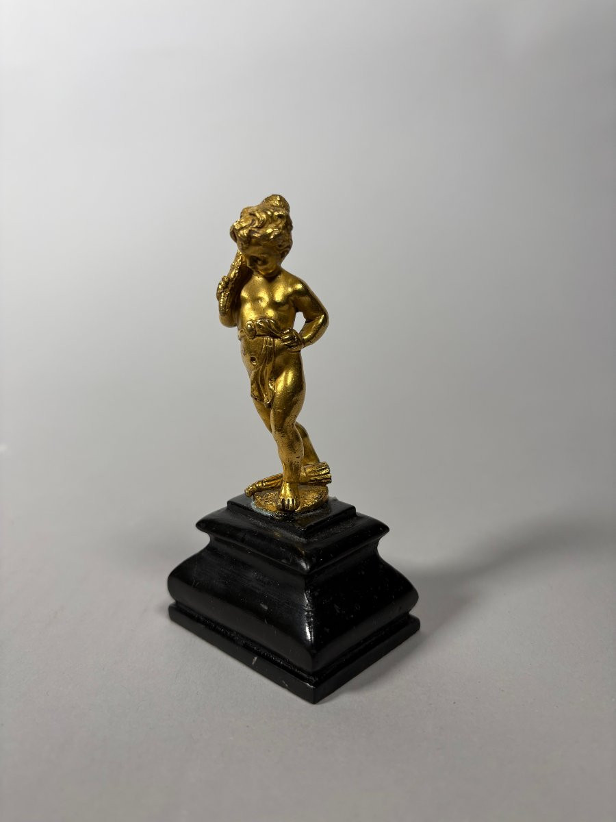 Sculpture, Hercule enfant XVIIeme siecle - 10.5 cm - Bronze doré-photo-5