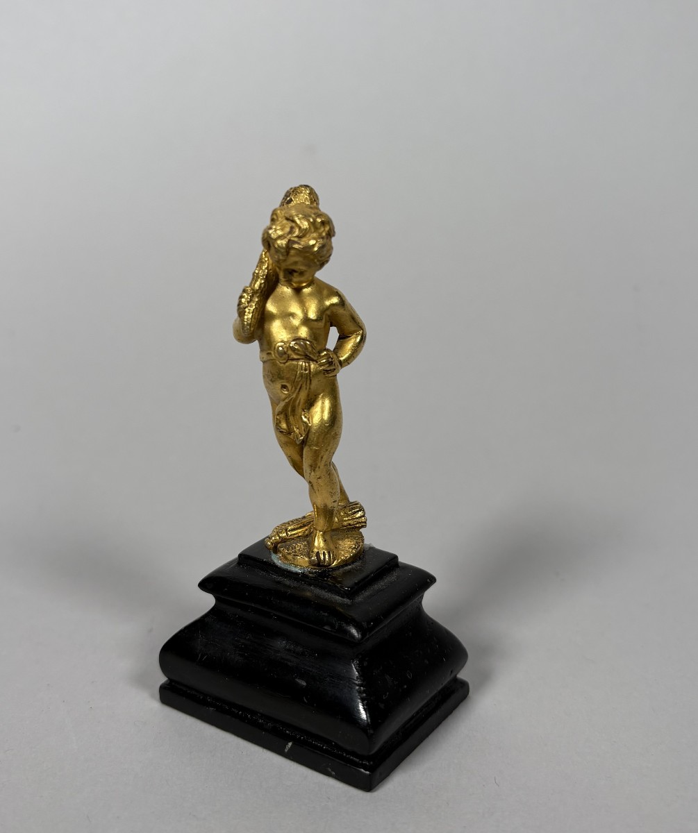 Sculpture, Hercule enfant XVIIeme siecle - 10.5 cm - Bronze doré