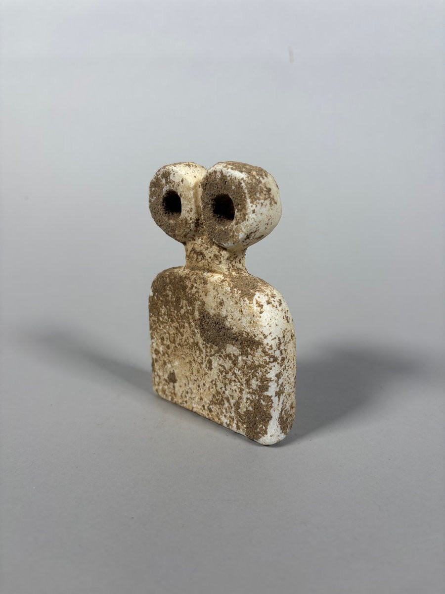Tell Brak Calcite Bell Beaker Idol "with Eyes". - 11 Cm Archaeology-photo-2