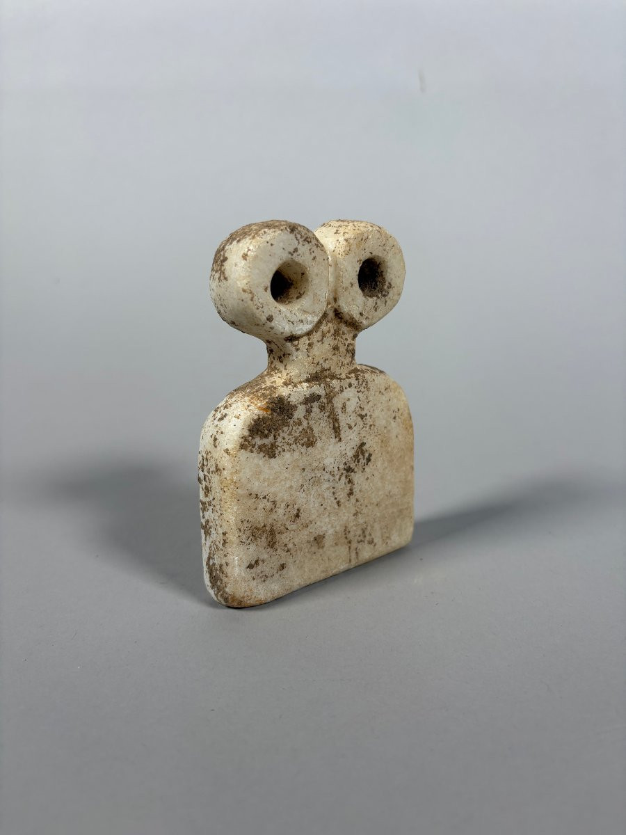 Tell Brak Calcite Bell Beaker Idol "with Eyes". - 11 Cm Archaeology-photo-4