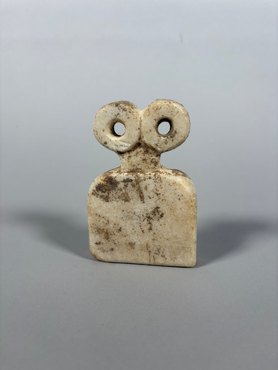 Tell Brak Calcite Bell Beaker Idol "with Eyes". - 11 Cm Archaeology-photo-2