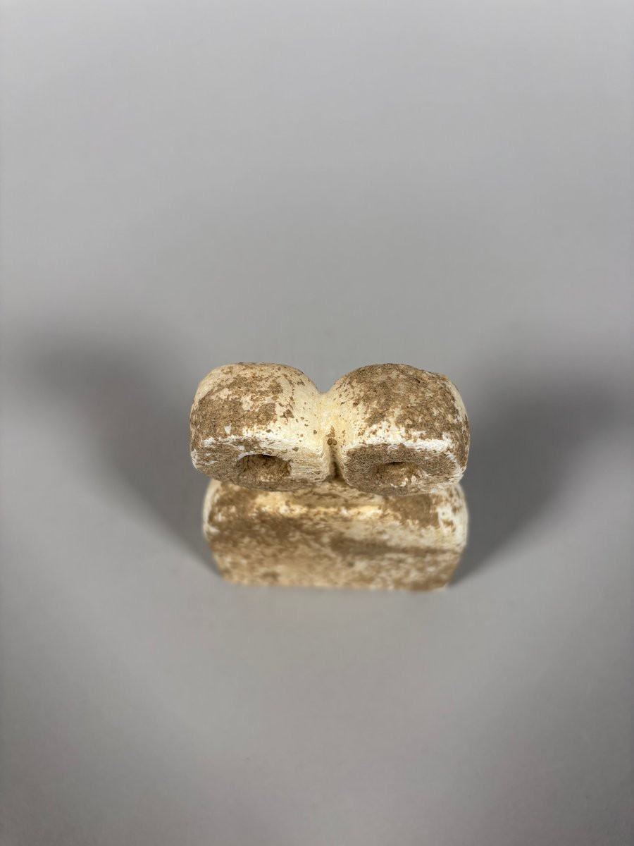 Tell Brak Calcite Bell Beaker Idol "with Eyes". - 11 Cm Archaeology-photo-4