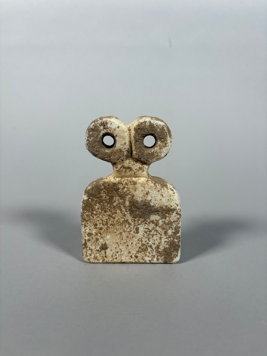 Tell Brak Calcite Bell Beaker Idol "with Eyes". - 11 Cm Archaeology