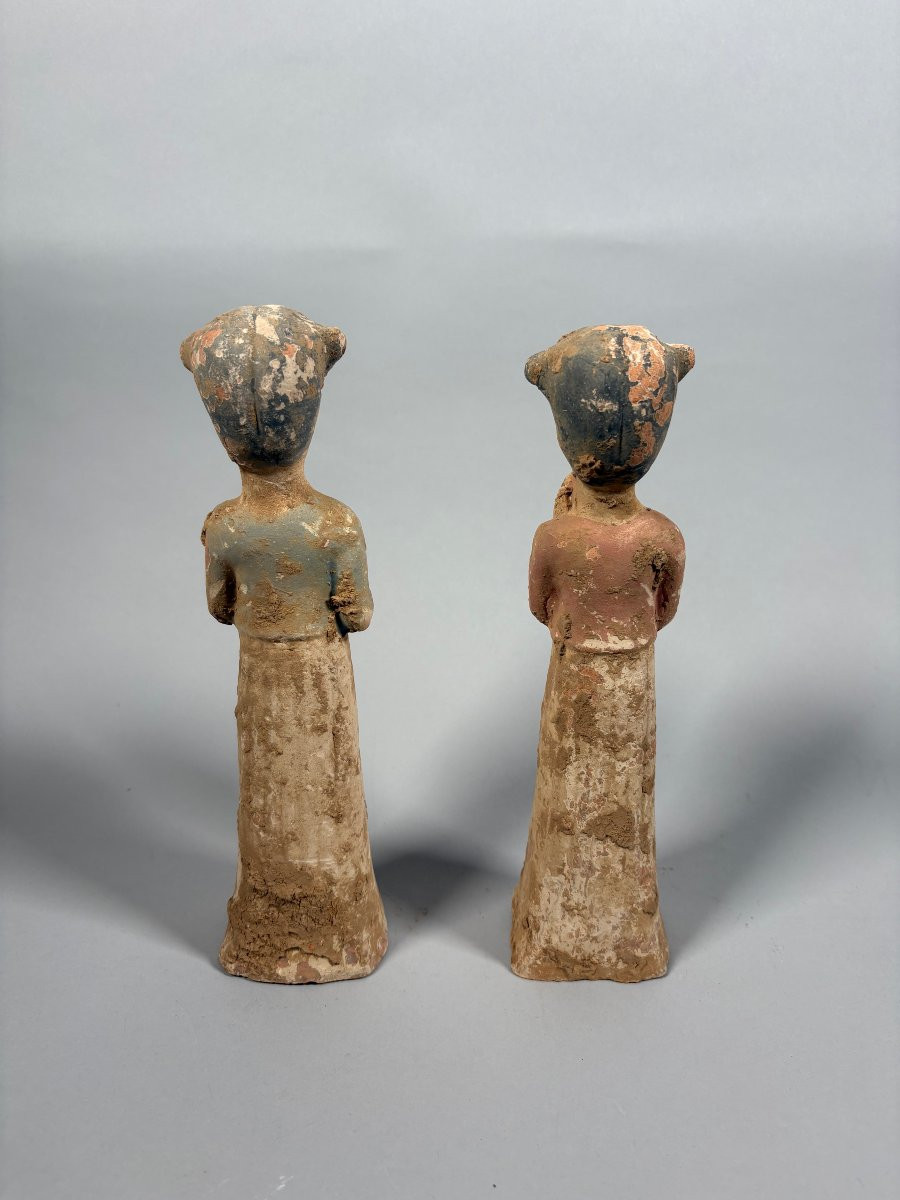 Paire de Sculpture de musisciennes Mingqi Chine Dynastie Tang (618-907)-photo-4