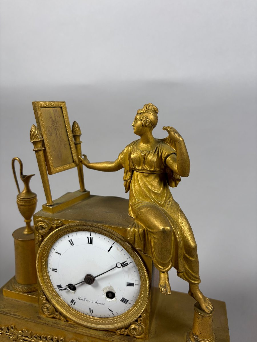 Pendule de cheminée Femme a la toilette epoque Empire XIXeme siecle-photo-2