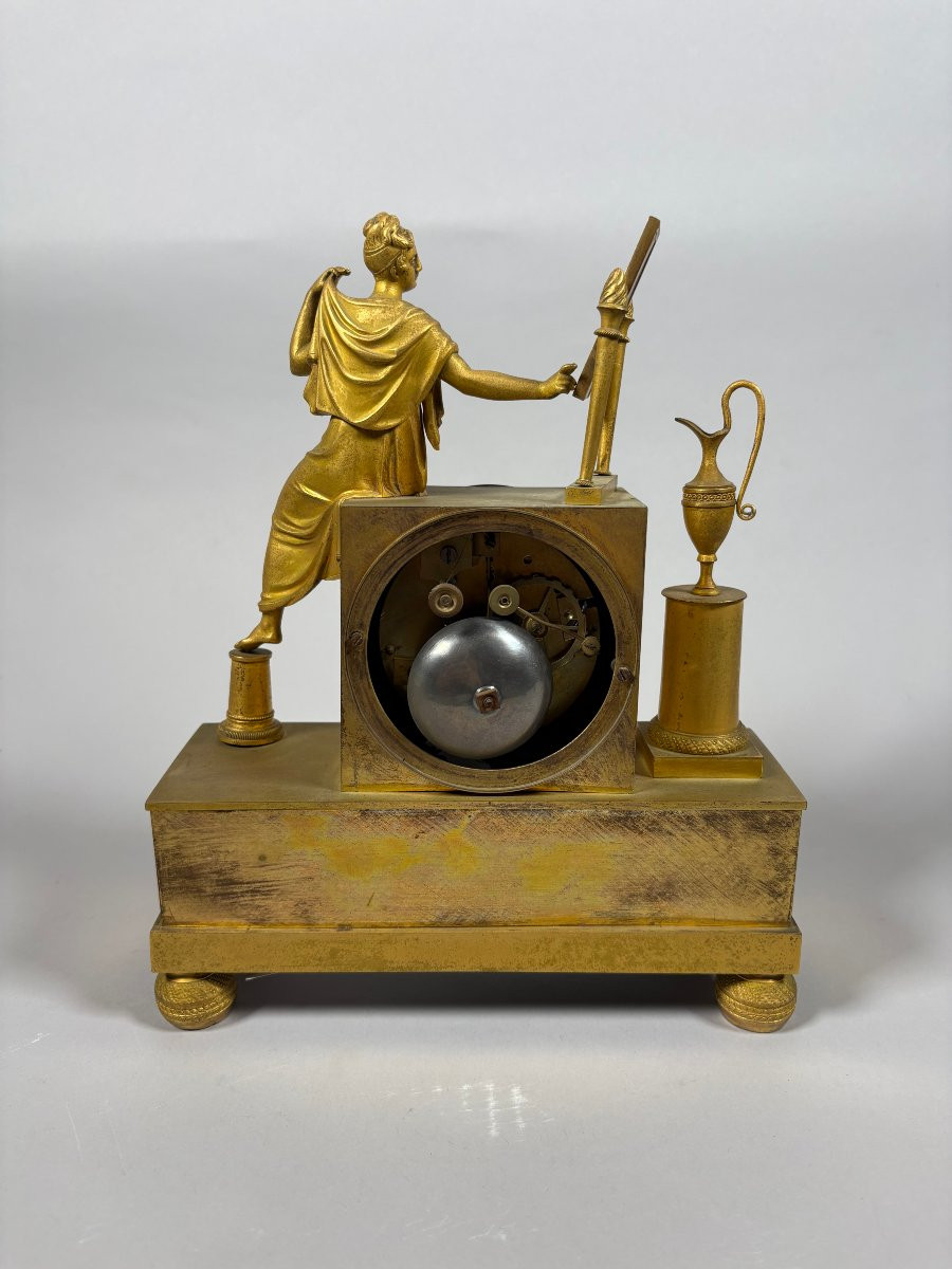 Pendule de cheminée Femme a la toilette epoque Empire XIXeme siecle-photo-4