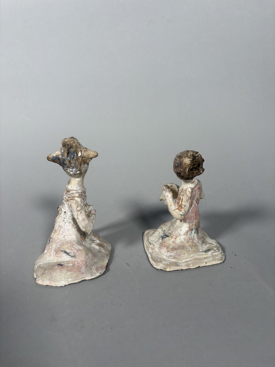 Pair Of Mingqi Sculptures Of Dancers, China, Tang Dynasty (618-907)-photo-2