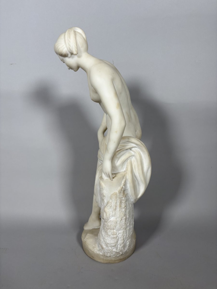 White Marble Sculpture Diana In The Bath After Falconet (1716-1791) 18th Century -photo-4