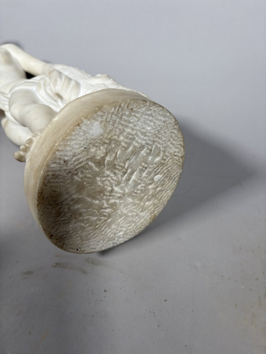 White Marble Sculpture Diana In The Bath After Falconet (1716-1791) 18th Century -photo-2
