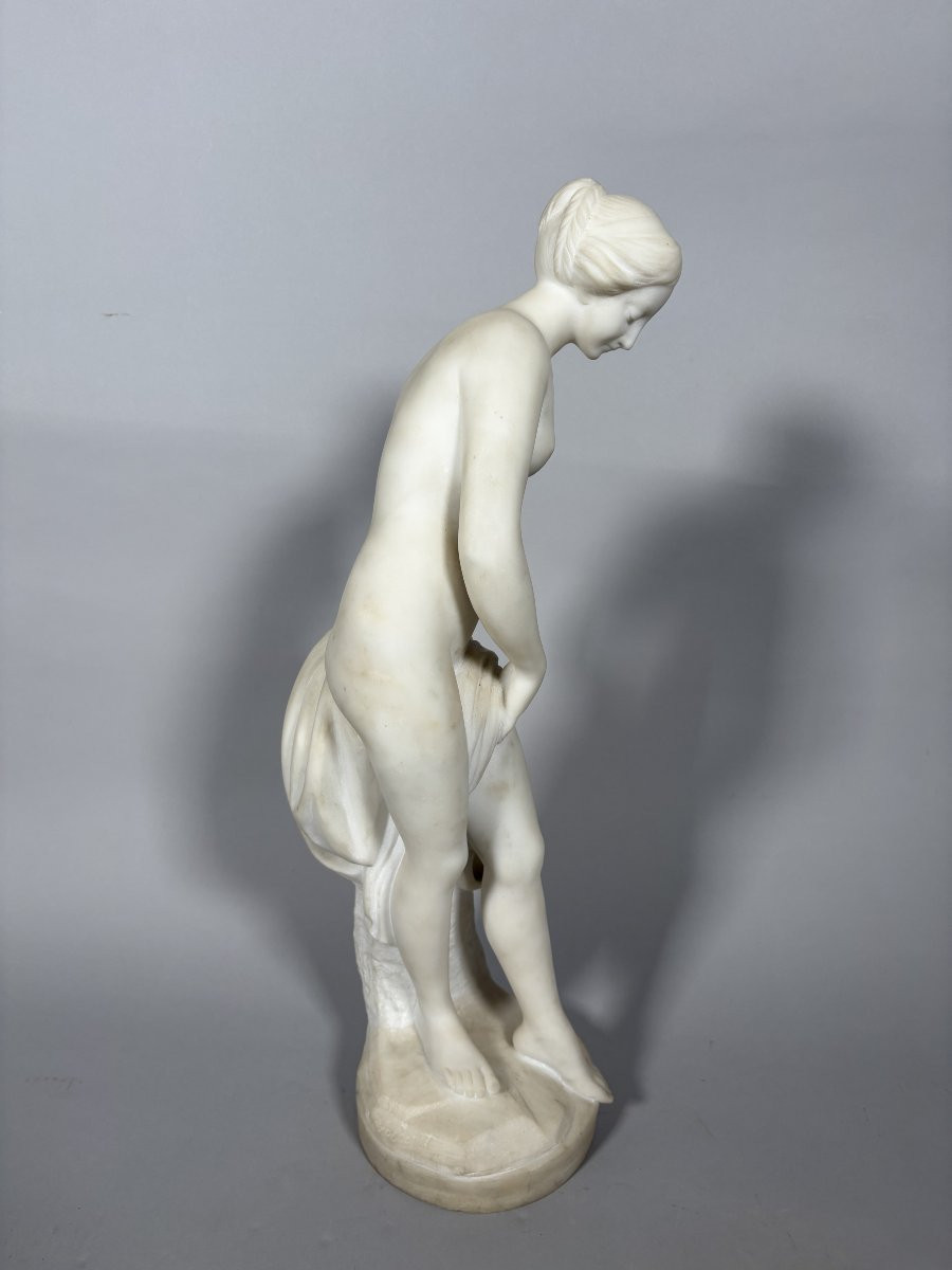 White Marble Sculpture Diana In The Bath After Falconet (1716-1791) 18th Century -photo-3