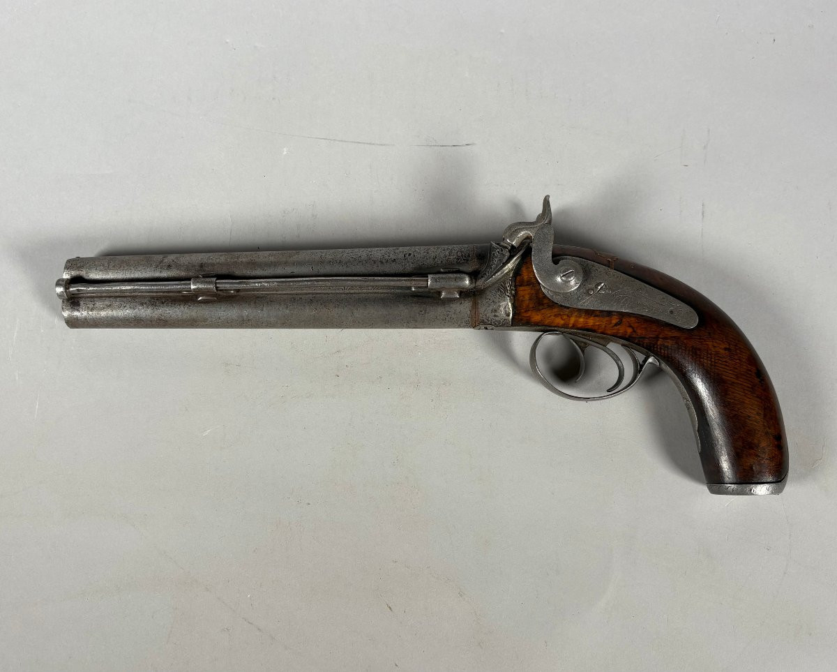 Rare 1855 Double-barreled Over-and-under Staff Officer's Pistol, 19th Century-photo-1
