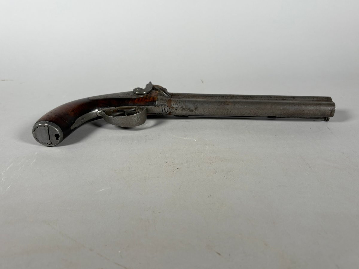 Rare 1855 Double-barreled Over-and-under Staff Officer's Pistol, 19th Century-photo-4