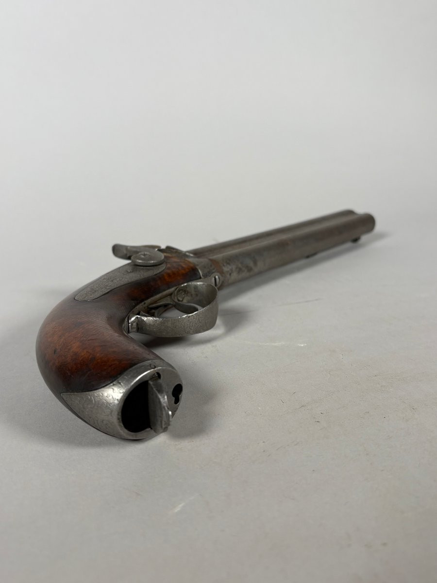 Rare 1855 Double-barreled Over-and-under Staff Officer's Pistol, 19th Century-photo-5