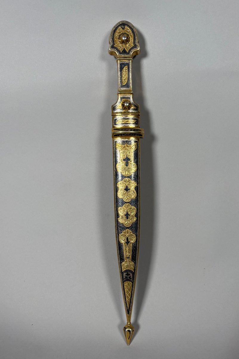 Kindjal Dagger From The Caucasus, Russian Empire, In Silver And Vermeil, 19th Century-photo-3