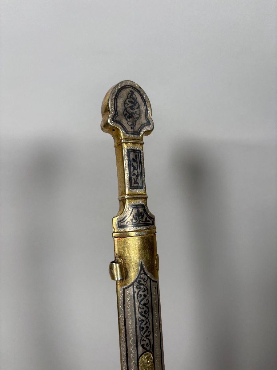 Kindjal Dagger From The Caucasus, Russian Empire, In Silver And Vermeil, 19th Century-photo-2