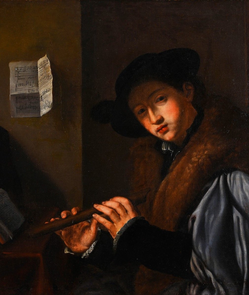 After Giovanni Girolamo Savoldo (c.1480-c.1548) Portrait Of A Young Flutist Oil On Canvas-photo-2