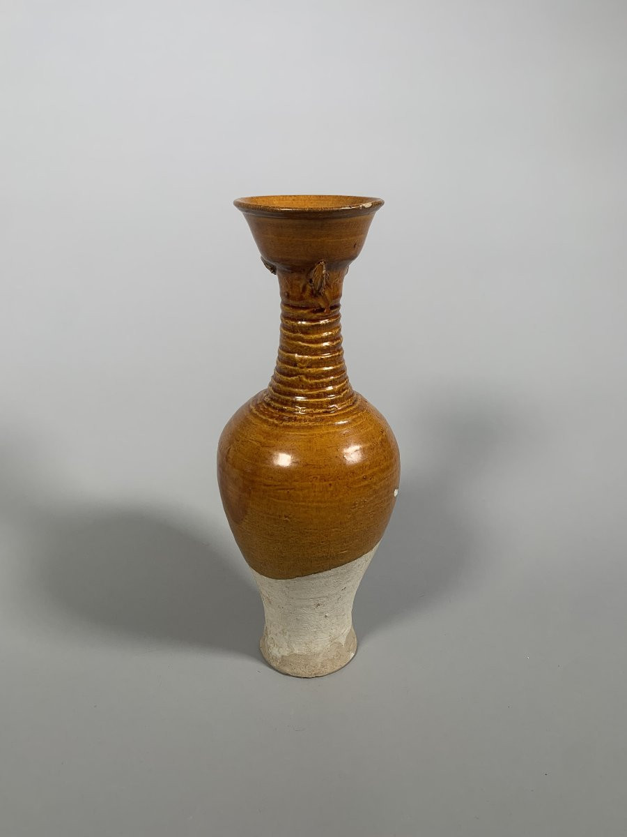 Vase  en terre cuite à glaçure ambré dynastie Tang ( 618-907 )-photo-2