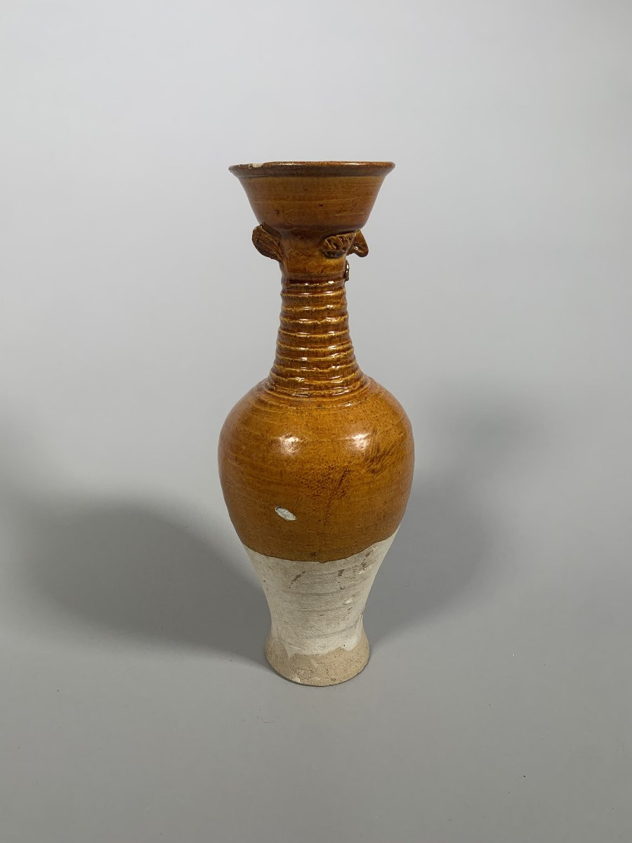 Vase  en terre cuite à glaçure ambré dynastie Tang ( 618-907 )-photo-3