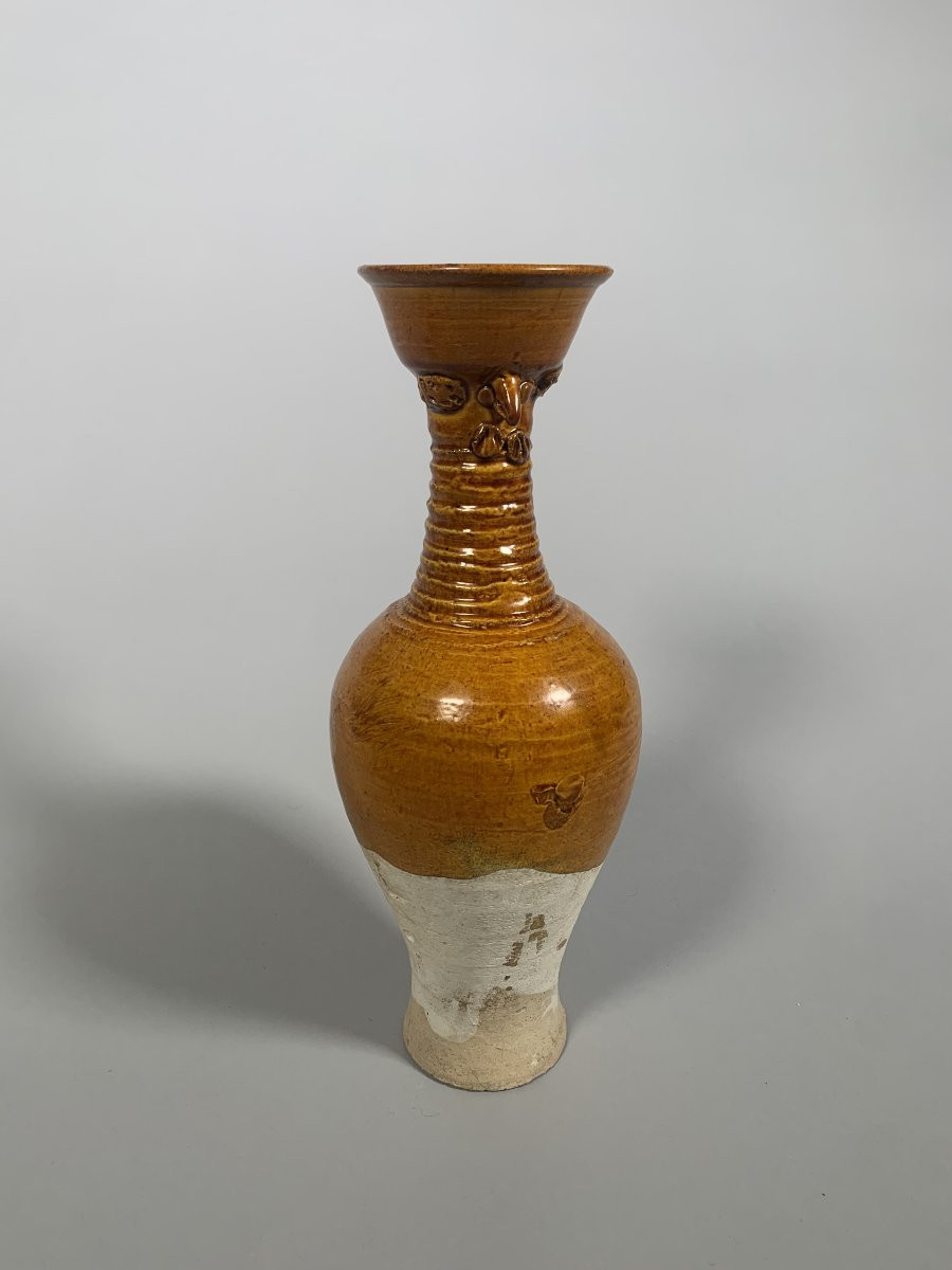 Vase  en terre cuite à glaçure ambré dynastie Tang ( 618-907 )-photo-4