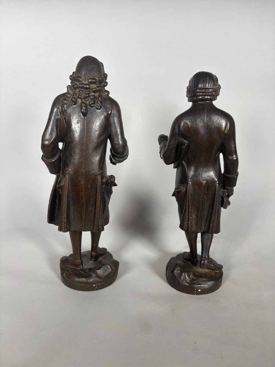 Paire Sculpture en pied de Voltaire et Rousseau XIXème siècle époque Restauration Charles X-photo-3