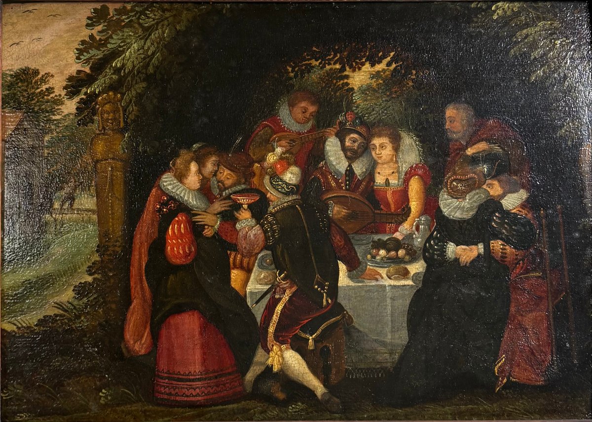 Attributed To David Vinckboons (1576–1629), 17th-century Flemish School, Oil On Panel-photo-1