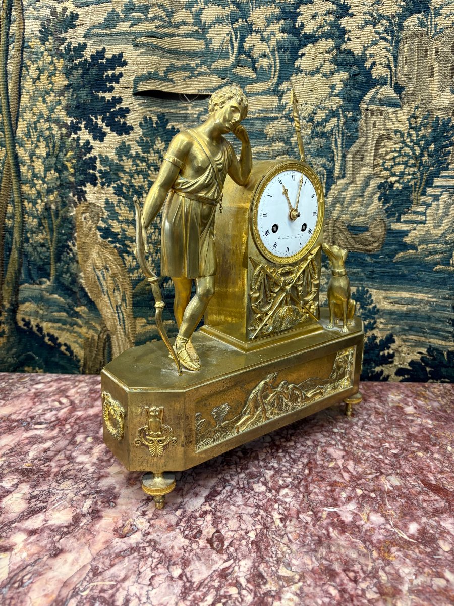 Clock   "melancholic Love," Empire Period, 19th Century, Circa 1800-photo-3