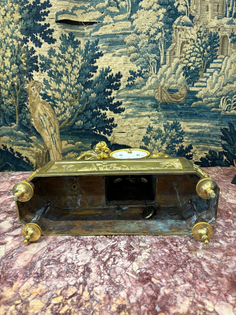 Clock   "melancholic Love," Empire Period, 19th Century, Circa 1800-photo-5