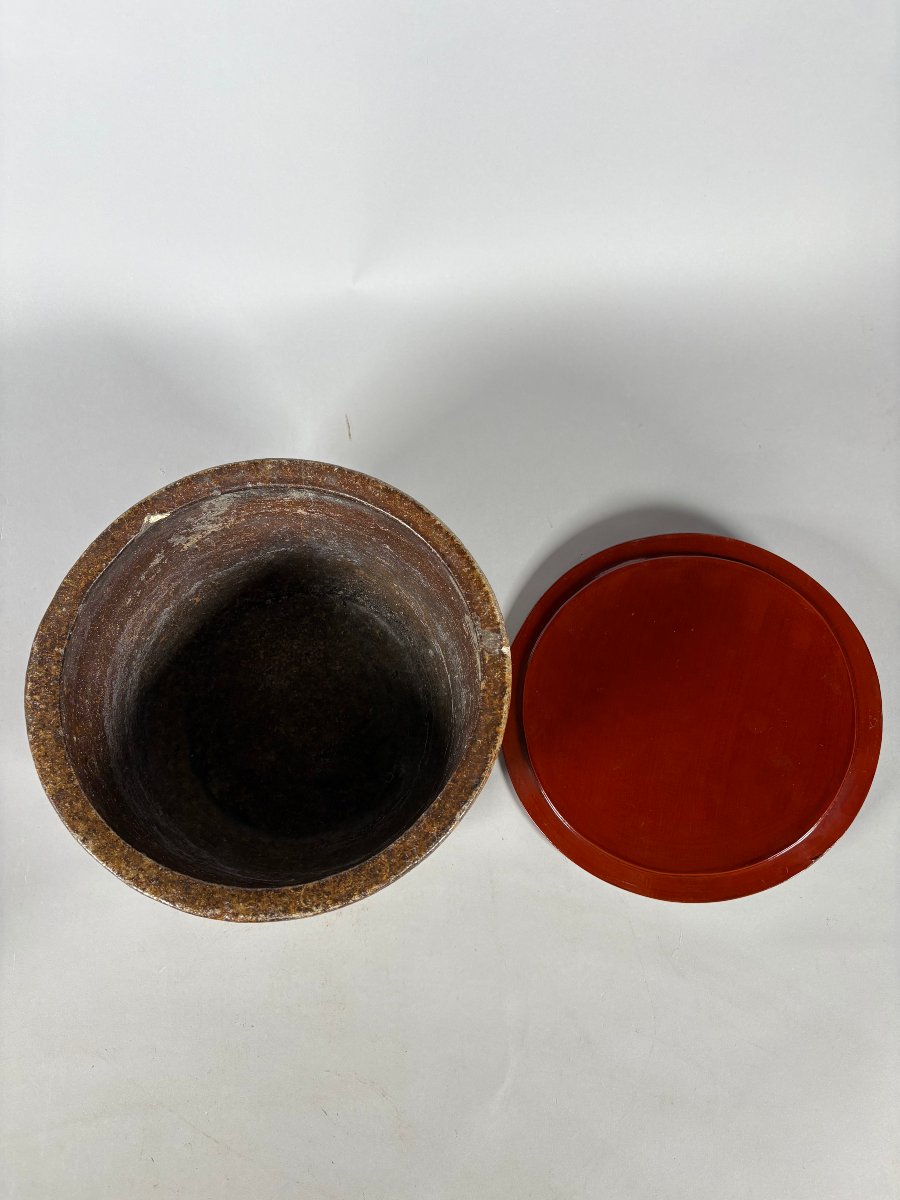Stoneware And Lacquer Water Container - Japan - Edo Period (1615–1868)-photo-3