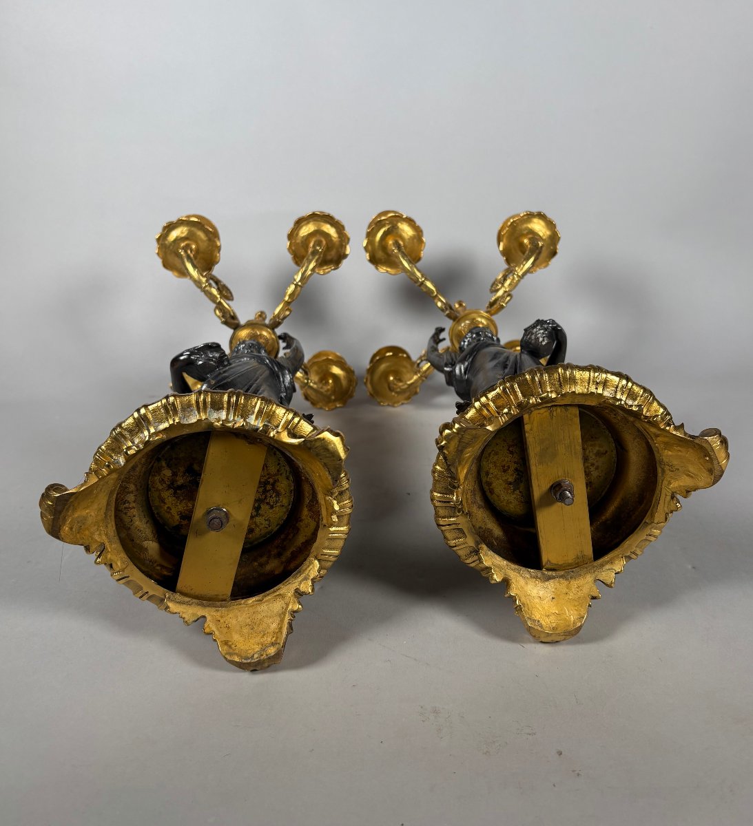 Pair Of Napoleon III-style Candelabra Featuring Women In Antique Style -photo-2
