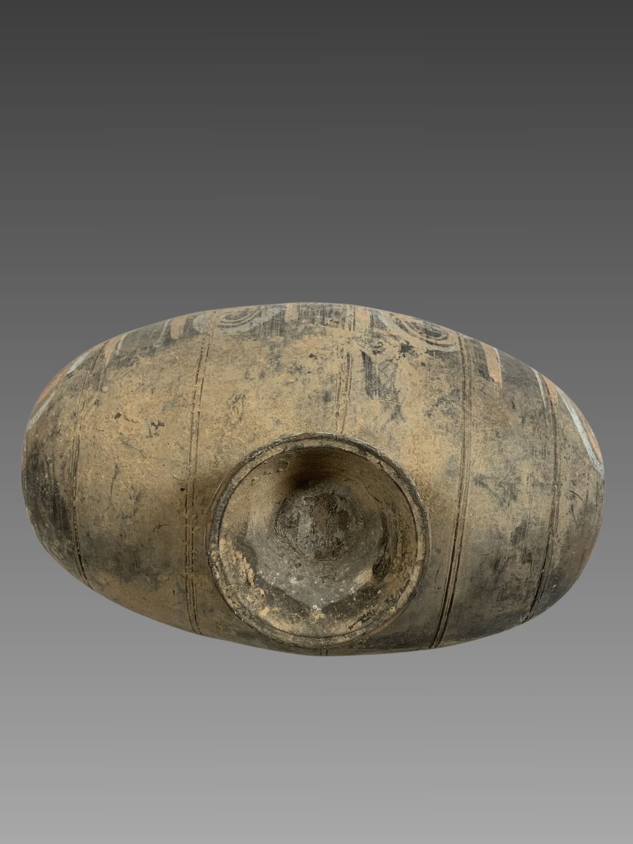 Polychrome Earthenware "cocon" Vase, Early Han Dynasty (206 Bc–220 Ad). Ancient China-photo-3