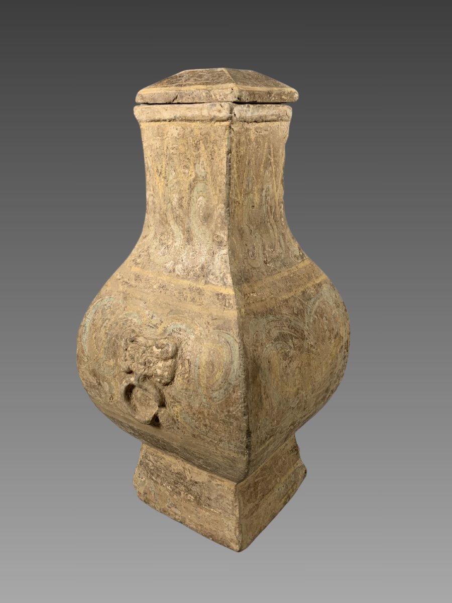 Polychrome Terracotta Vase, Early Han Dynasty (206 Bc–220 Ad). Ancient China-photo-1