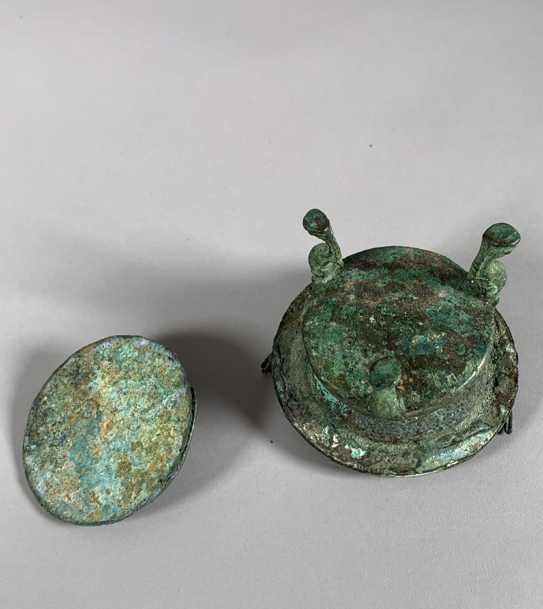 Récipient En Bronze Epoque Romaine antique Ier-IIème siècle Archéologie-photo-3