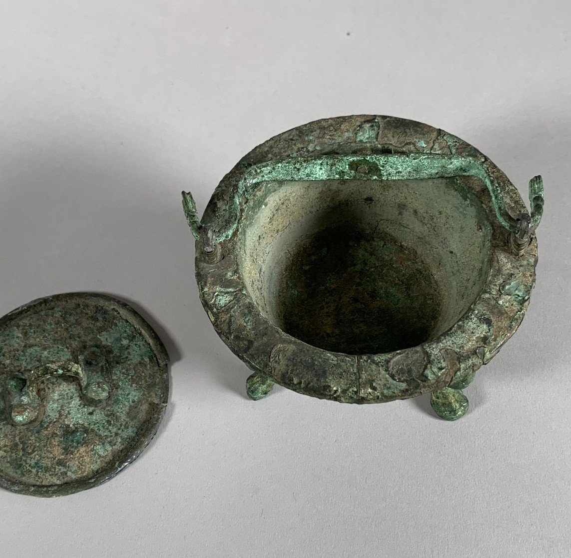 Récipient En Bronze Epoque Romaine antique Ier-IIème siècle Archéologie-photo-2