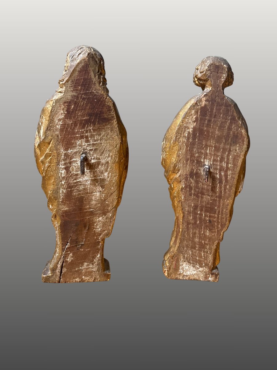 Saints Peter And Paul: 17th-century Gilded Stucco Wood Sculpture  -photo-4