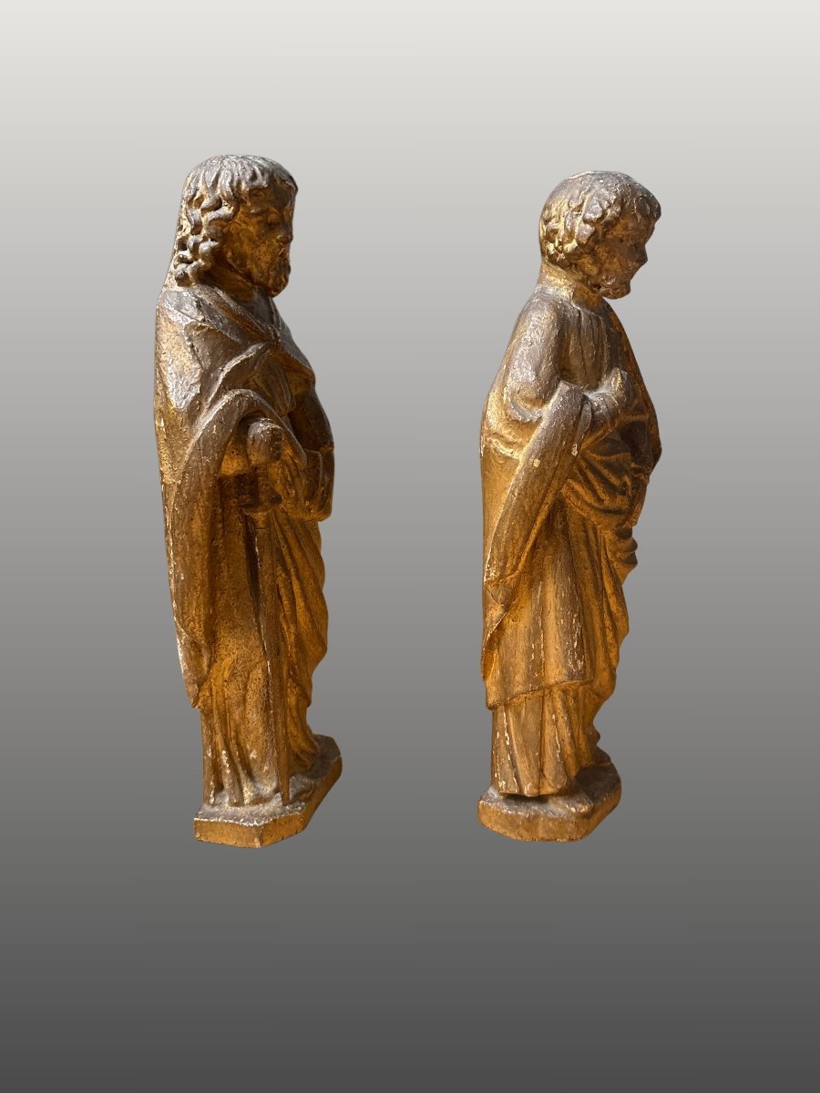 Saints Peter And Paul: 17th-century Gilded Stucco Wood Sculpture  -photo-1