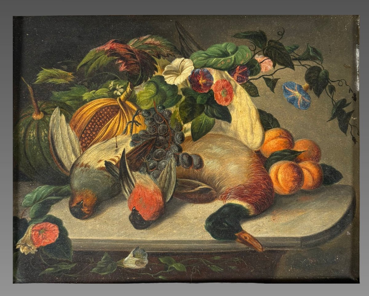 19th-century French School. Still Lifes Featuring A Wine Carafe. Oil On Panel 