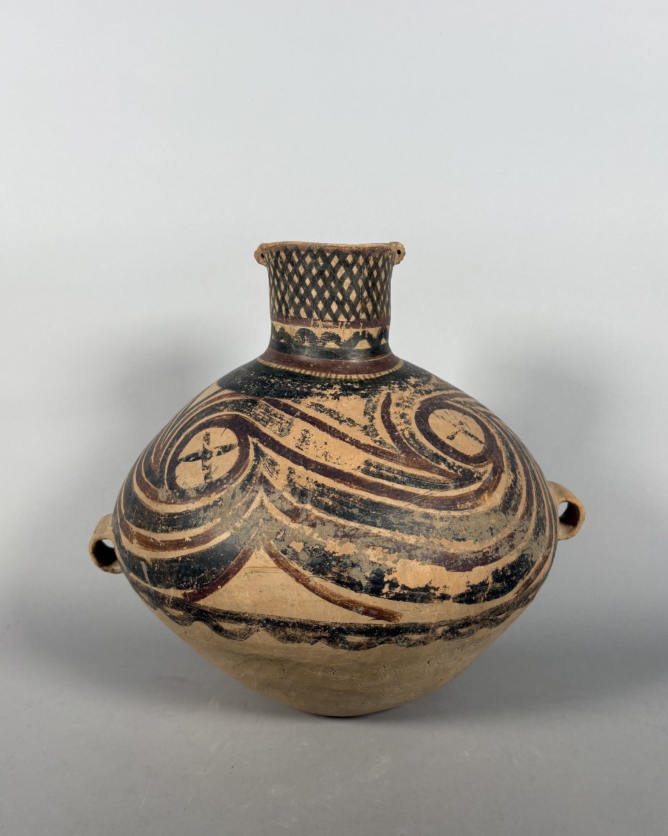 Vase en terre cuite peinte période néolithique, Yangshao 4500-3000 BC archéologie-photo-2