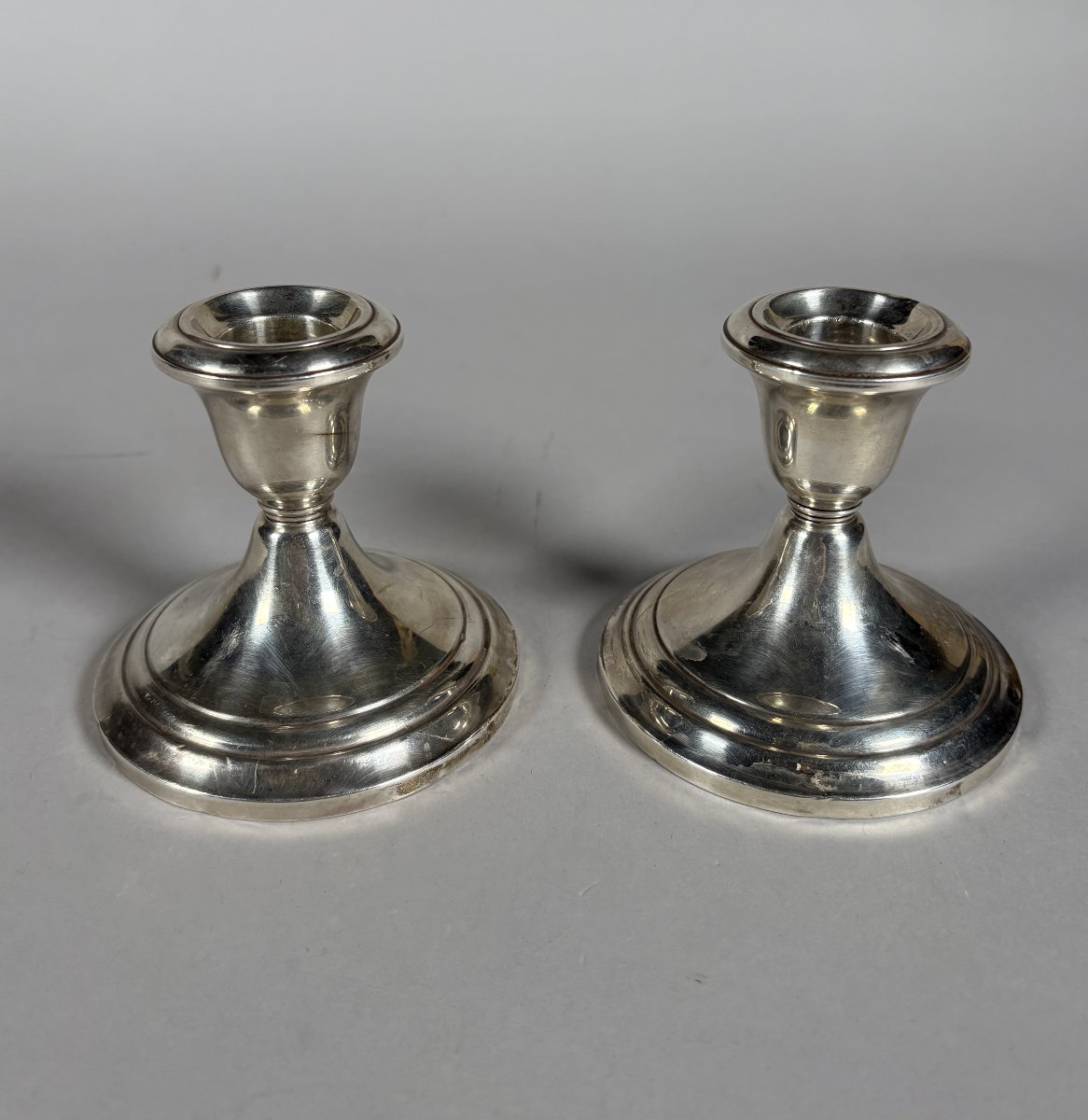 Pair Of American 925 Silver Candlesticks -photo-3