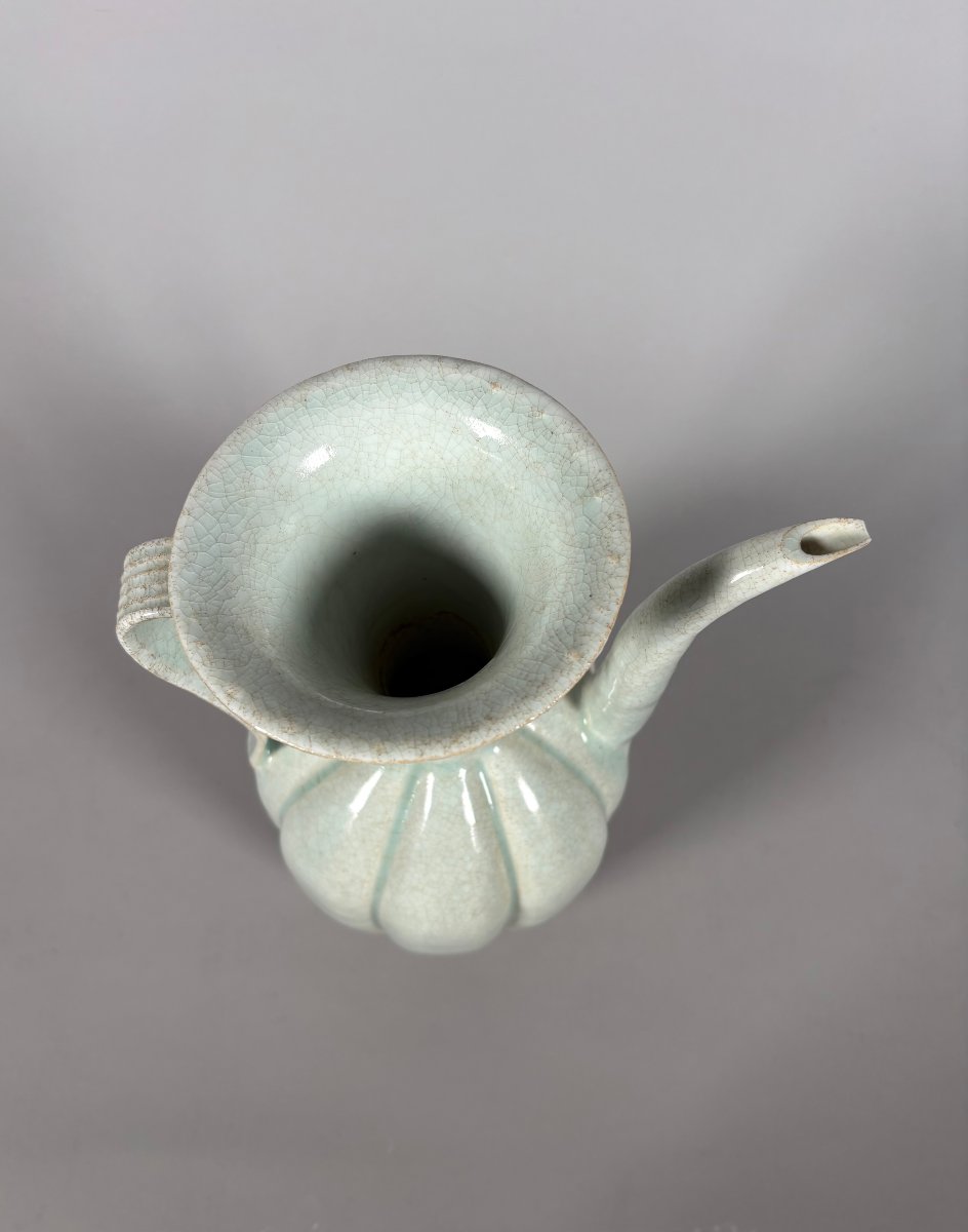 Verseuse Qinbaï en porcelaine céladon craquelé Chine, Dynastie Song (960-1279), Fours Jizhou-photo-3