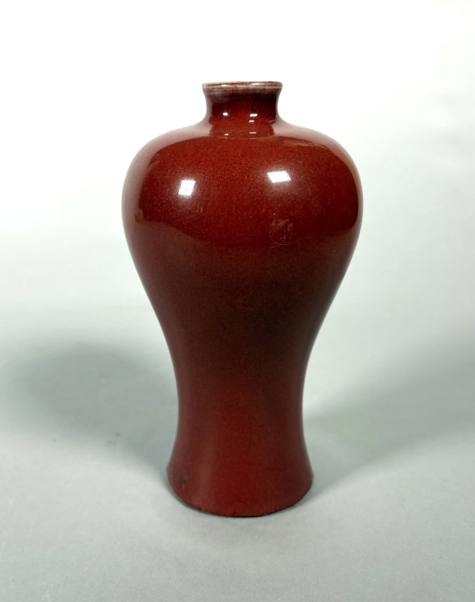Vase Meiping rouge sang de bœuf en porcelaine  Chine    XIXème siècle -photo-3