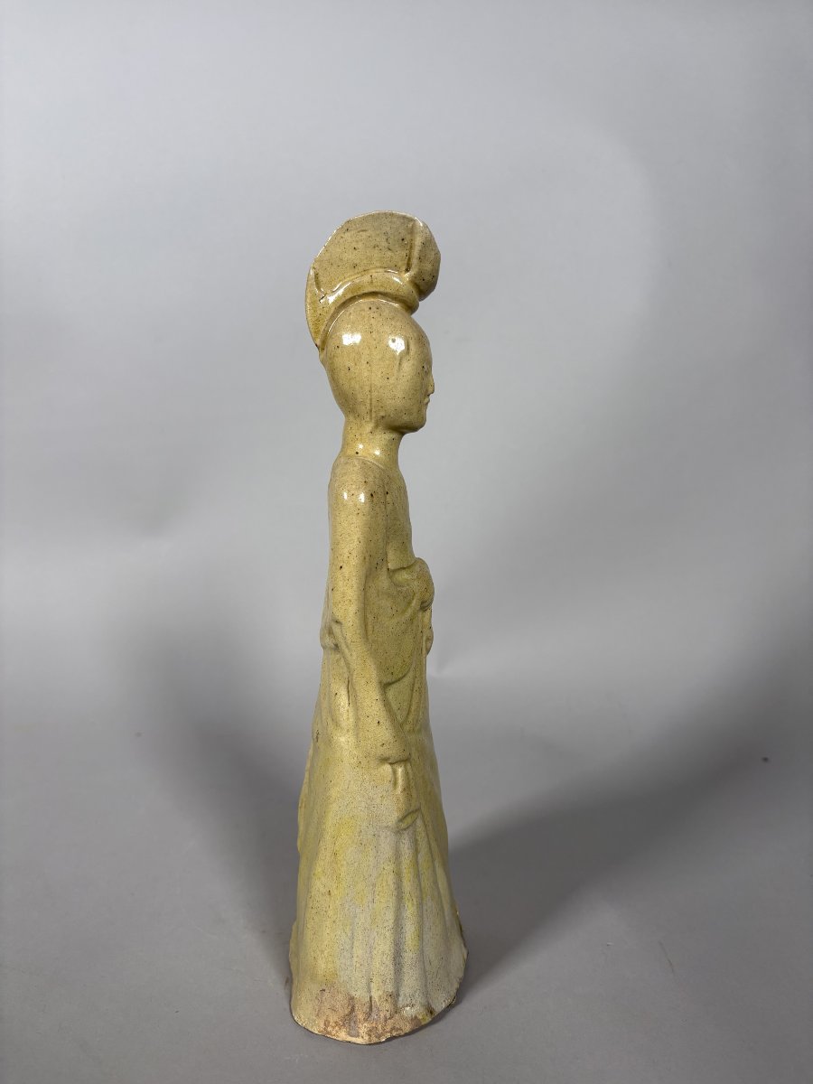 Sculpture d'un dame de cour Sui dynasty  (581-618) Chine terre cuire glaçuré-photo-4