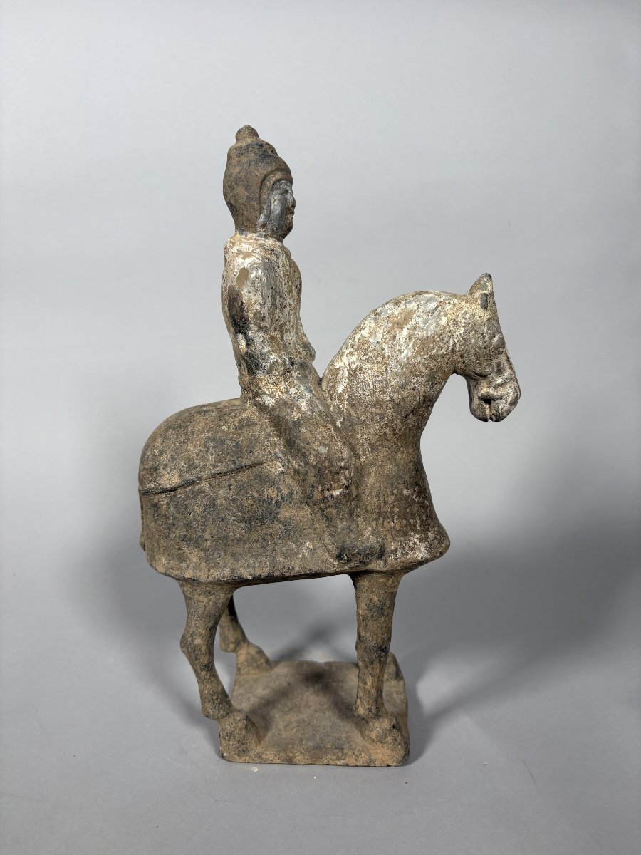 Sculpture d'un cavalier Mingqi Chine Dynastie Tang (618-907)-photo-3