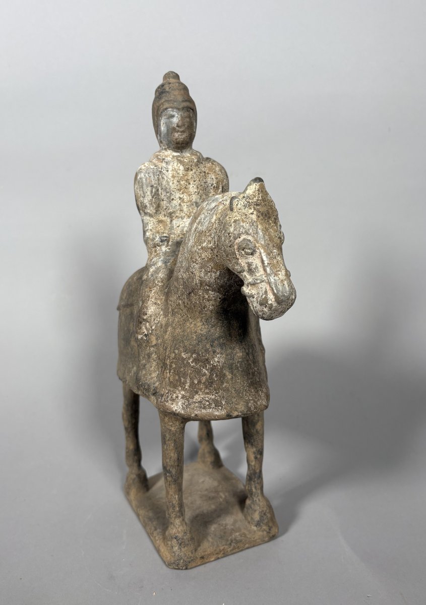 Sculpture d'un cavalier Mingqi Chine Dynastie Tang (618-907)-photo-3