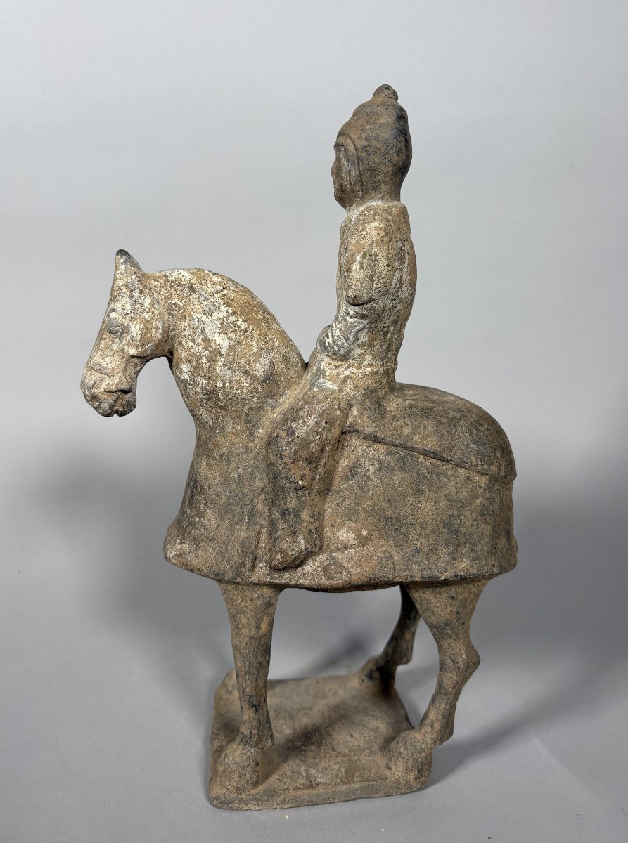 Sculpture d'un cavalier Mingqi Chine Dynastie Tang (618-907)-photo-4