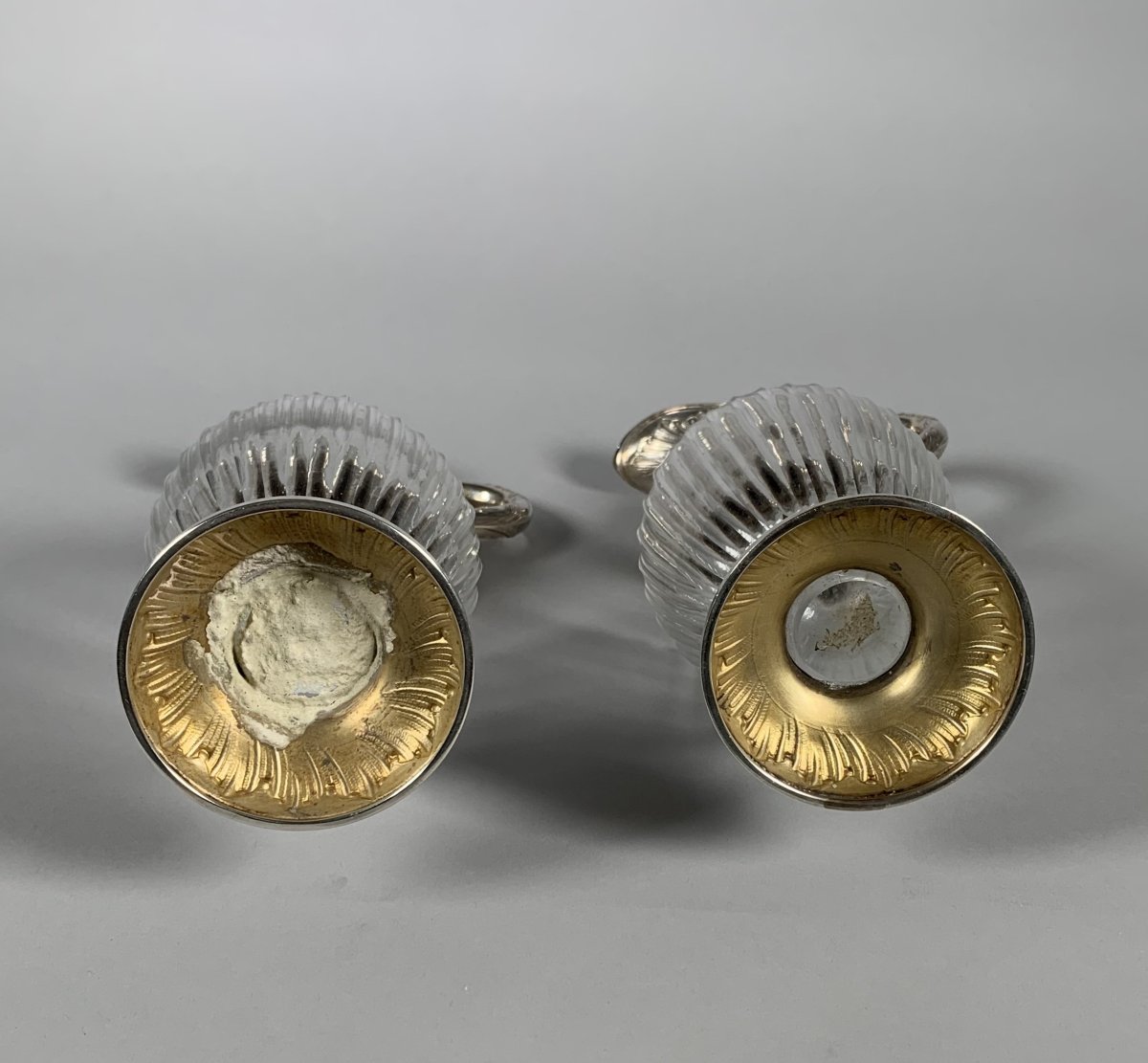 Pair Of Crystal And Rocaille Silver Water Jugs, 19th Century -photo-4
